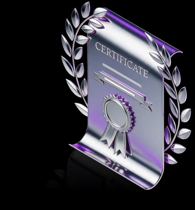 Silver membership certificate framed by a laurel wreath